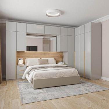 Imagem de Guarda-Roupa Modulado de Canto 12 Peças 17 Portas 2 Mesas de Cabeceira
