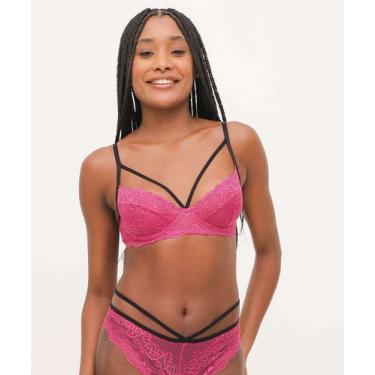 Imagem de Sutiã De Renda Strappy Com Base Sem Bojo Marisa-32027, 40, Rosa