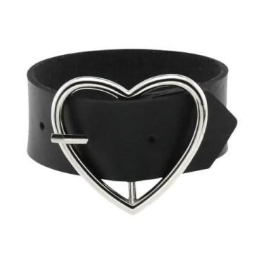 Imagem de Pulseira De Couro PU Preta Feminina Com Rebites Pontiagudos Estilo Pun
