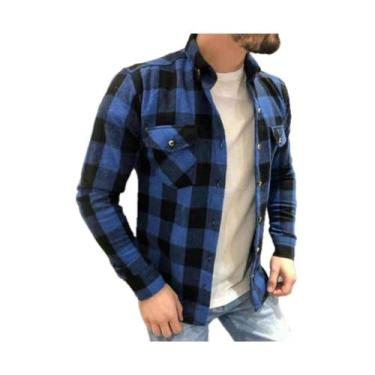 Imagem de Camiseta Masculina Xadrez Flanelada Com Bolsos Manga Longa - CJ WEAR, 