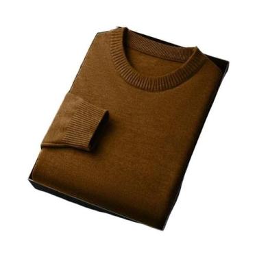 Imagem de Suéter Masculino Vintage De Gola Redonda, Manga Longa, Leve, Em Cor Só
