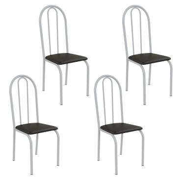 Imagem de Kit 4 Cadeiras Ilhabela Estrutura Em Aço Branco Tecido Preto