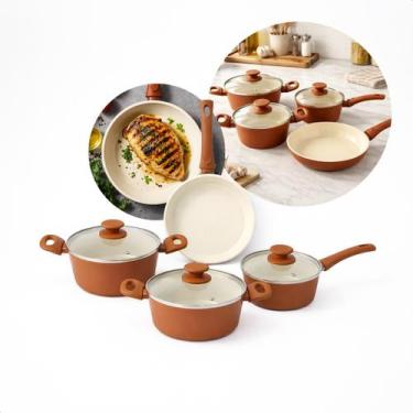 Imagem de Conjunto Panelas 4 Peças Indução Cerâmica Antiaderente Fogão Gás Elétr