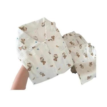 Imagem de Conjunto De Pijamas Femininos Com Estampa De Ganso, Moda Coreana, Doce