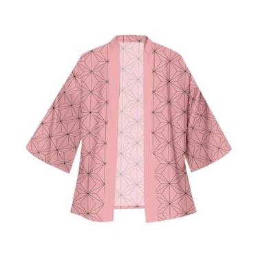 Imagem de Kimono Rosa De Verão Para Cosplay Nezuko Kamado E Shinobu Kocho, Estil