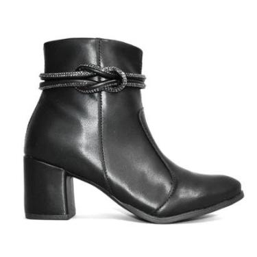 Imagem de Bota Godiva Feminina Cano Curto Salto Preta-Feminino