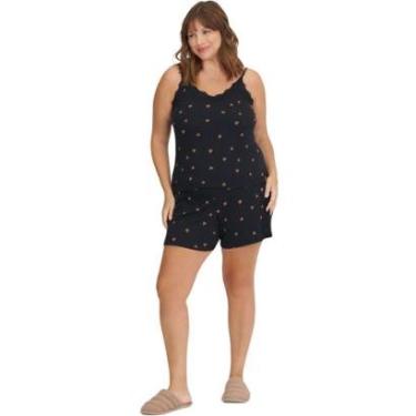Imagem de Pijama de Alça Feminino Preto com estampa de Corações Mensageiro dos Sonhos - Preto - EG-Feminino