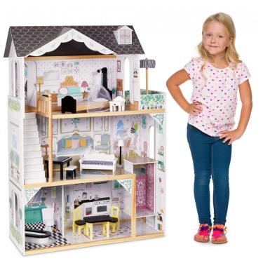 Imagem de Casa de Bonecas de Madeira com 12 Acessórios 3 Andares para Crianças a partir de 3 anos, Lil Jumbl, Branca