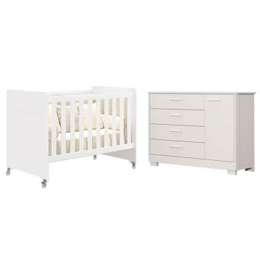 Imagem de Berço Americano Evolution 4 Em 1 E Cômoda Zaki Branco Acetinado - Reller