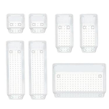 Imagem de Conjunto De Organizadores Em Acrílico Transparente - Praticidade E Elegância Para Gavetas, Bancadas E Prateleiras