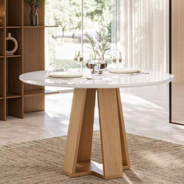 Imagem de Mesa de Jantar 90cm com Tampo de Vidro Estilo Sonetto