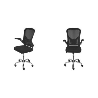Imagem de Kit com 2 Cadeiras Escritório Diretor Tela Mesh Braço Regulável Ajuste Lombar Bogotá Preto