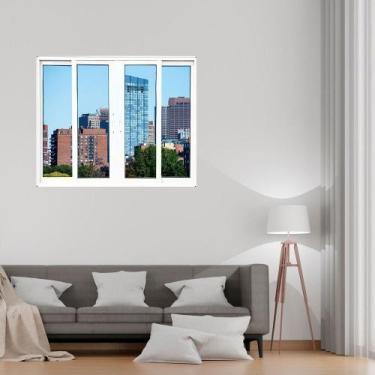 Imagem de Janela Vitrô de Alumínio 4 Folhas 100 x 120cm Linha 25 - Esquadrias Be