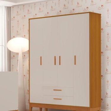 Imagem de Guarda-roupa para Quarto de Bebê 4 Portas Flip Areia Fosco / Savana - 
