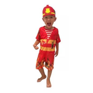 Imagem de Fantasia Infantil Roupa Bombeiro com Capacete ( dos 2 aos 9 anos ) - S