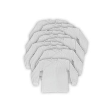 Imagem de Kit 10 Camisetas de Frio Básicas Algodão Infantil Branca - Del France,