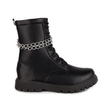 Imagem de Bota Coturno Infantil Cano Alto Com Corrente Feminina Fashion-Feminino