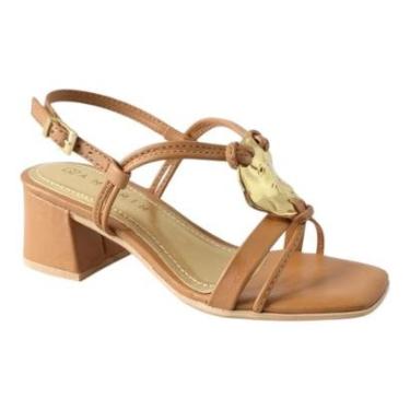 Imagem de Sandália Ramarim Tira Fina Salto Bloco Feminino-Feminino