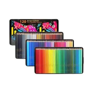 Imagem de Conjunto De Lápis De Cor a Óleo De Luxo 72/120 Cores Em Caixa De Ferro