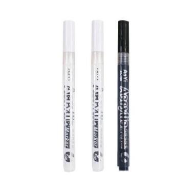 Imagem de Conjunto De Marcadores De Tinta Acrílica Preto, Branco, Dourado E Prat