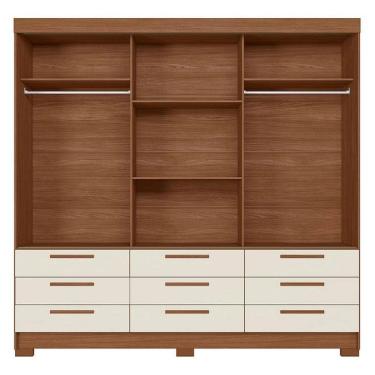 Imagem de Guarda Roupa Casal 3 portas de correr 9 gavetas Morretes com espelho Jatobá Areia - San...