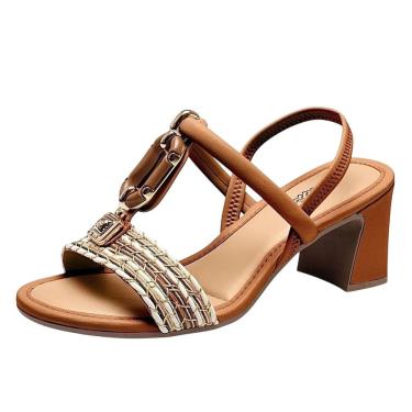 Imagem de Sandalia Feminina Conforto Salto Medio Elegante Mississipi