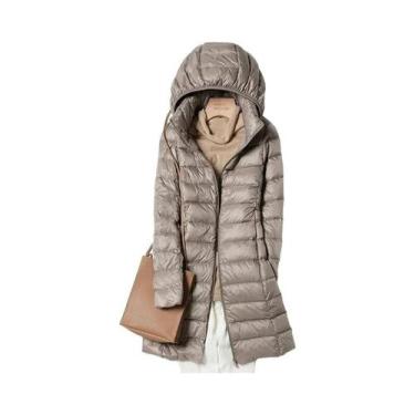 Imagem de Jaqueta Feminina Slim Fit Com Capuz, Moda Coreana, Casaco Longo Leve D