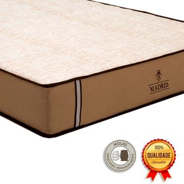 Imagem de Cama Box Baú Viúvo com Colchão Madrid Molas Ensacadas Madeira 128x44x188 Cinza V-Store