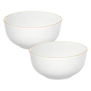 Imagem de Jogo 2 Bowl Tigela de Porcelana Branco com Borda Dourada Royal Premium