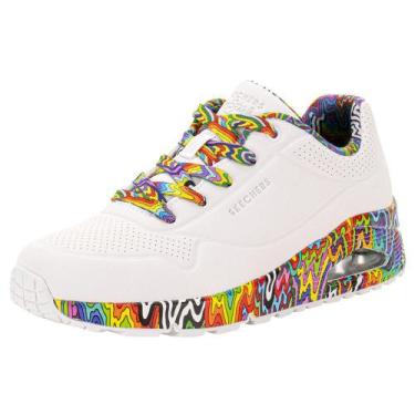 Imagem de Tênis feminino uno mini drip skechers 177959, Branco, 38