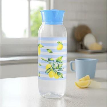 Imagem de Jarra Garrafa Para Água Suco com Tampa Azul Limão Siciliano 1400ml - P