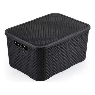 Imagem de Caixa Organizadora Rattan Preto N4 Plasnew