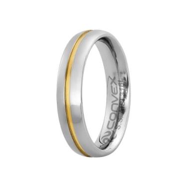 Imagem de Aliança de Namoro Plus Max 5mm com Filete Central em Ouro - Convex, 16