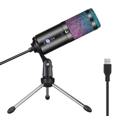 Imagem de Microfone Gamer Rise Mode Elite 03 RGB, USB, Podcast e Streaming, Pret