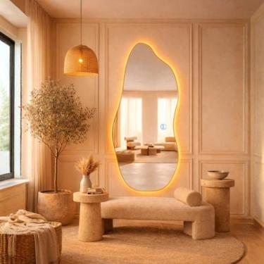 Imagem de Espelho Lopazzi Grande Corpo Inteiro Decorativo Com Led Orgânico 90cm