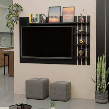 Imagem de Painel Ripado para TV até 32 Polegadas 120cmx78cm com Prateleiras - Ne