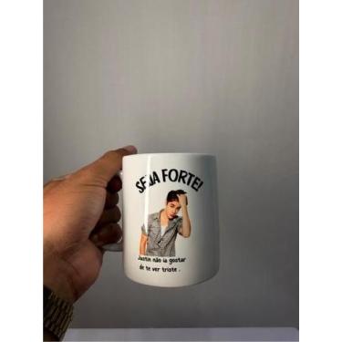 Imagem de Caneca de Porcelana Branca 325ml Seja Forte ! COR:BRANCOESTAMAPA:JUSTI