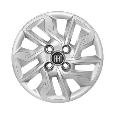 Imagem de Calota Aro 14 Fiat Argo 2021 2022 Prata + Emblema Preto - GFM