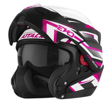 Imagem de Capacete Escamoteável Attack Evo Brilhante Moto Pro Tork Segurança Con
