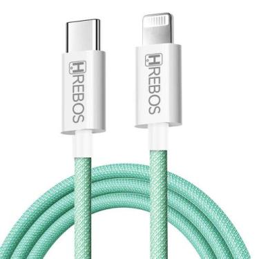 Imagem de Cabo Tipo-c / Lightning Turbo Colorido iPhone 2 Metros - HREBOS, VERDE