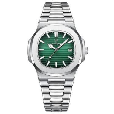 Imagem de Relógio Masculino Poedagar 613 Quadrado Aço inoxidável Branco, Verde, 