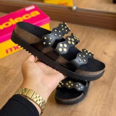 Imagem de Papete Feminina Moleca Tiras Napa Detalhes Metal Original 5500.108 Tamanho:35;Cor:-Femi...