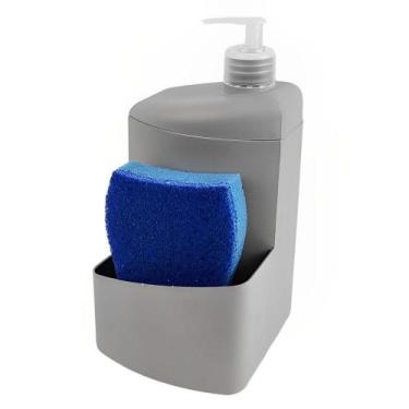 Imagem de Dispenser Porta Detergente Esponja 700ml Organizador Pia Cozinha Cinza