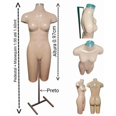 Imagem de Manequim feminino (meio corpo definido n.38) bege com tampa prata + Pe