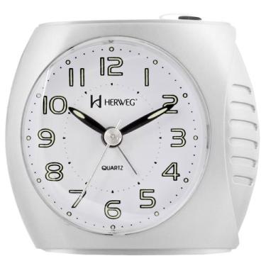 Imagem de Despertador Analógico Quartzo Herweg 2586 021 Branco