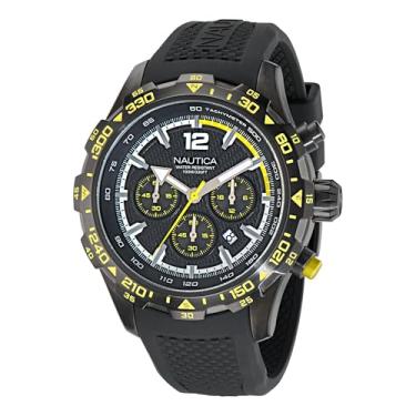 Imagem de Nautica Relógio masculino com pulseira de silicone preto (modelo: NAPNSS403), Preto