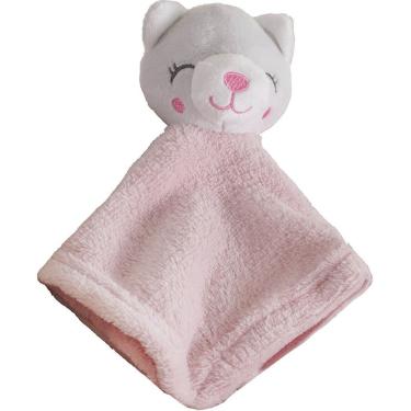 Imagem de Naninha Infantil para Meninas Coral Fleece 100% Poliéster 27x27cm Gatinho Antialérgica Bene Casa