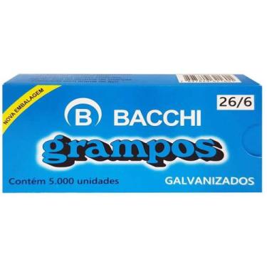 Imagem de Grampo para grampeador galvanizado 26/6 com 5000 unidades Bacchi