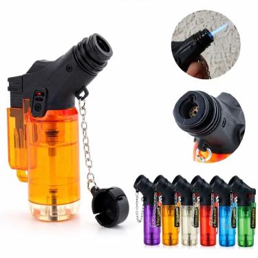 Imagem de Maçarico Culinário Portátil Recarregável a Gás Butano com Ignição Automática Chama Ajustável Visor de Gás