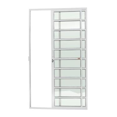 Imagem de Porta de Alumínio de Correr 210x150cm 2 Folhas com Travessa e Vidro Li
